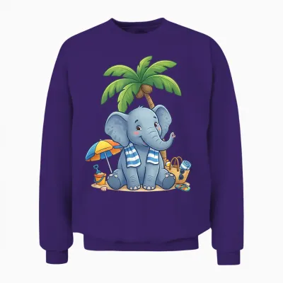 éléphant à La Plage En été Unisex Sweatshirt - Purple
