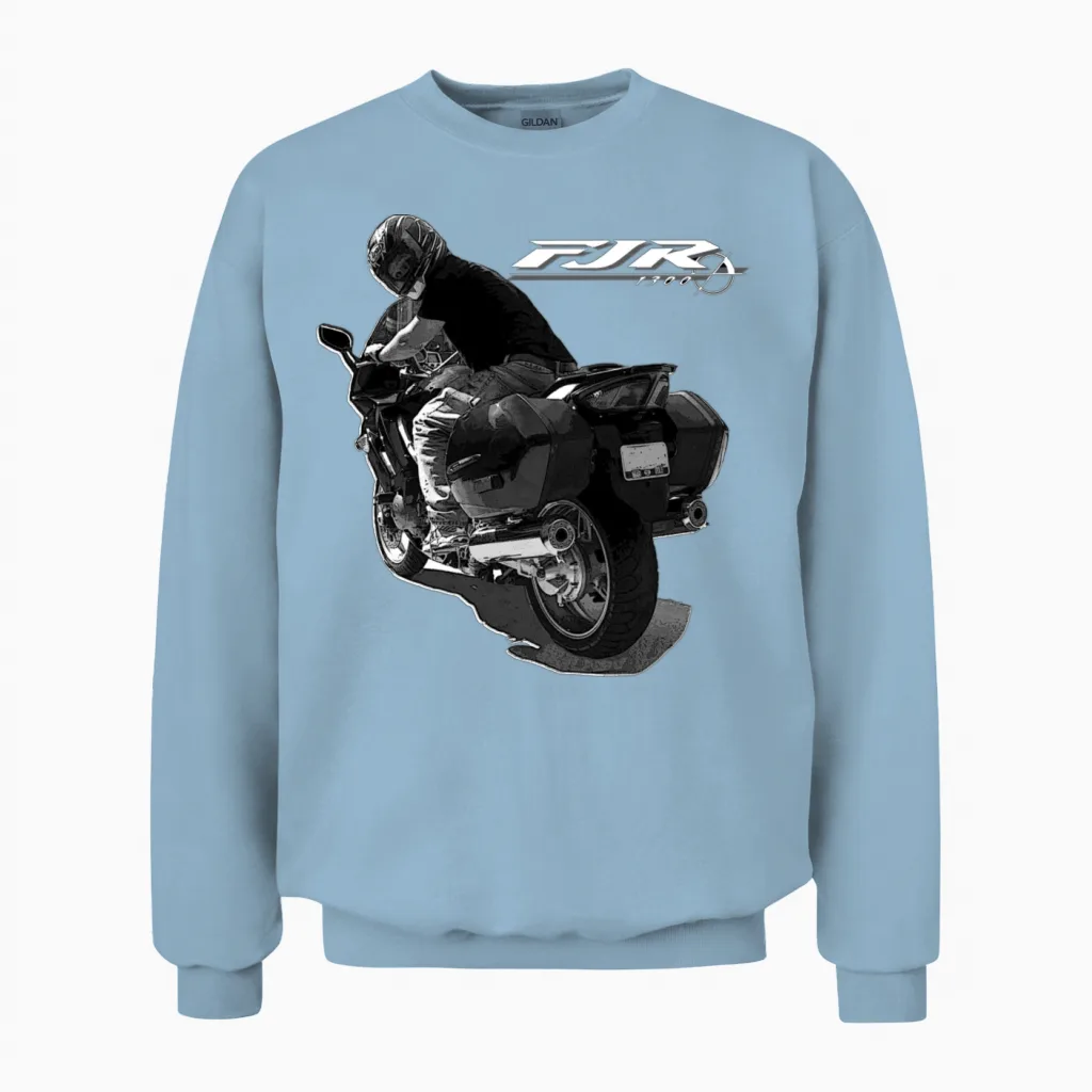 Yamaha Fjr 1300 Sport Touring Motorcycle Unisex Sweatshirt in Light Blue