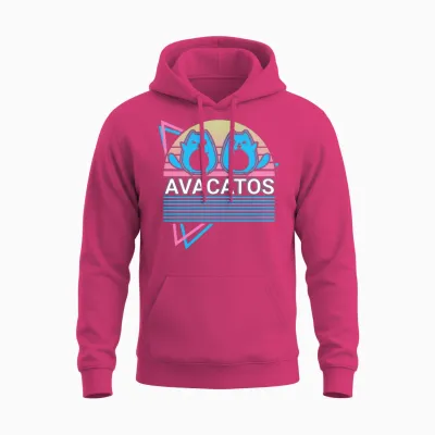 Funny Cat Retro Avocado Unisex Hoodie - Heliconia