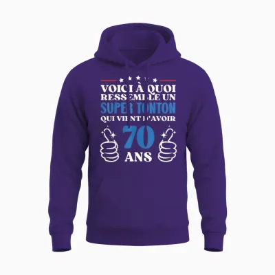 70 Years Gift Idea Funny Birthday Super Tonton Unisex Hoodie - Purple