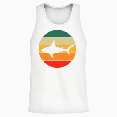Retro Shark Unisex Tank Top - White