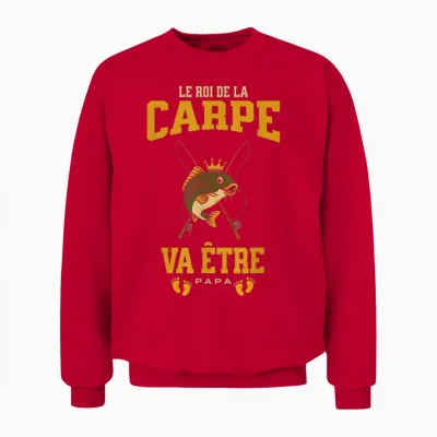 Idée Cadeau Annonce Grossesse Papa Pêcheur De Carpe Unisex Sweatshirt - Red
