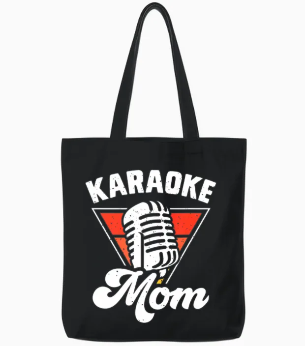 Karaoke Mom Tote Bags in Black