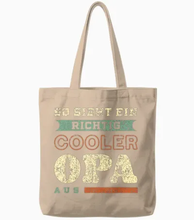 Richtig Cooler Opa, Vatertag, Retro-Vintage-Look Tote Bags - Natural