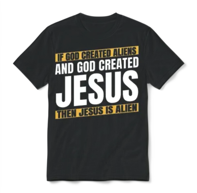 Christian Christianity Funny Alien Jesus Unisex T-Shirt - Black