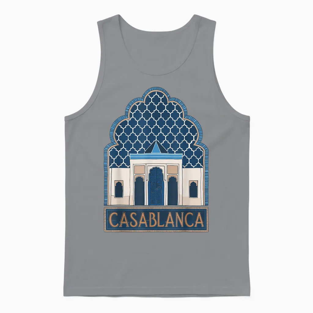 Casablanca Morocco Gift Travel Casablanca Travel to Morocco T-Shirt, Black, S Unisex Tank Top in Sport Grey