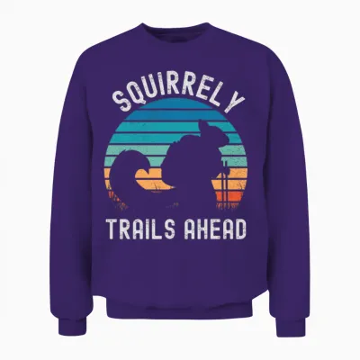 Squirrely Trails Ahead Squirrel Hiking Unisex Sweatshirt - Purple