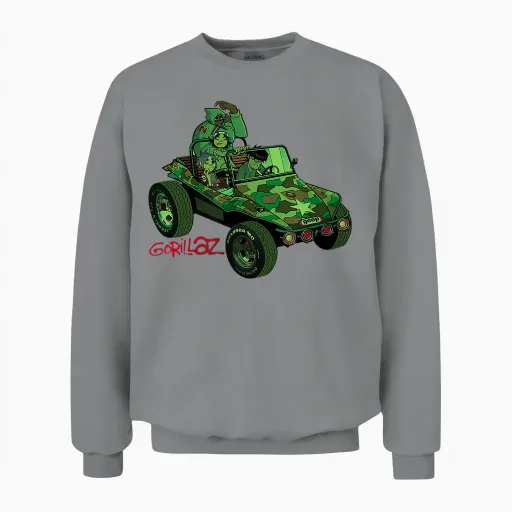 Gorillaz Geep Logo Reverse Unisex Sweatshirt in Sport Grey