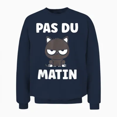 Humour Réveil Matin Chat Mignon Grognon Drole Pas Du Matin Unisex Sweatshirt - Navy