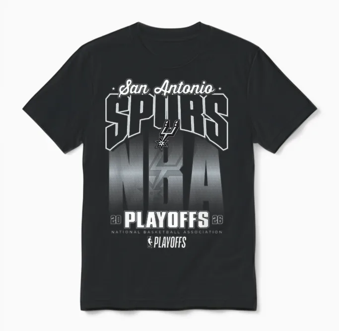 Nba Officiel 2026 Playoffs San Antonio Spurs Fade Unisex T-Shirt in Black