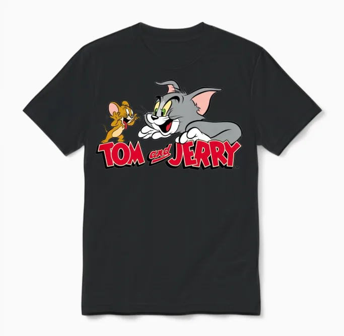 Tom and Jerry Catch Me Unisex T-Shirt in Black