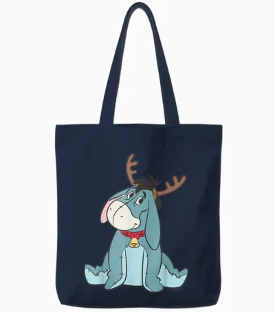 Disney Eeyore Christmas Reindeer Winnie the Pooh Holiday Tote Bags - Navy