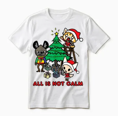 Aggretsuko All Is Not Calm Christmas Unisex T-Shirt - White