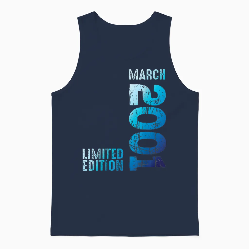 Seit März 2001 Jahr 2001 Retro 2001 Vintage 2001 Edition Unisex Tank Top in Navy