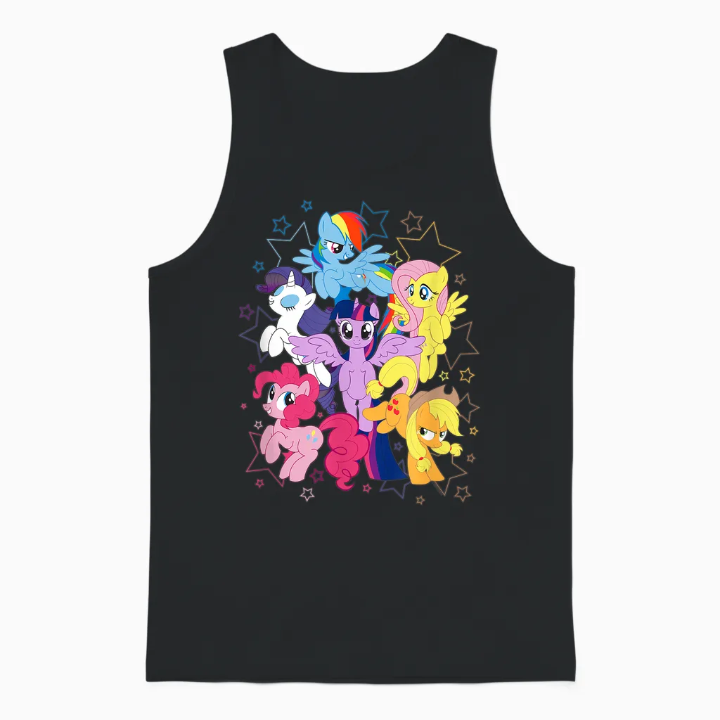 My Little Pony: Friendship Is Magic Starry Group Shot T-Shirt, Black Unisex Tank Top in Black