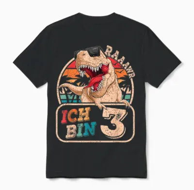 Ich Bin 3 Dinosaurier 3 Jahre Dino 3. Geburtstag Junge Party Unisex T-Shirt - Black