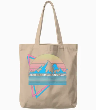 National Park Retro Tote Bags - Natural