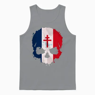 Croix De Lorraine Drapeau Français Cadeau Patriote Français T-Shirt Haut De Gamme Unisex Tank Top - Sport Grey