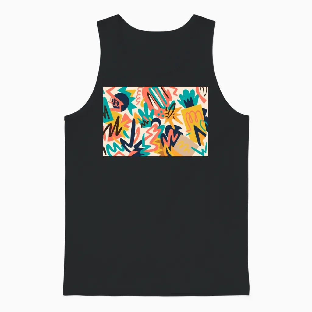 Retro Pop Chaos Unisex Tank Top in Black