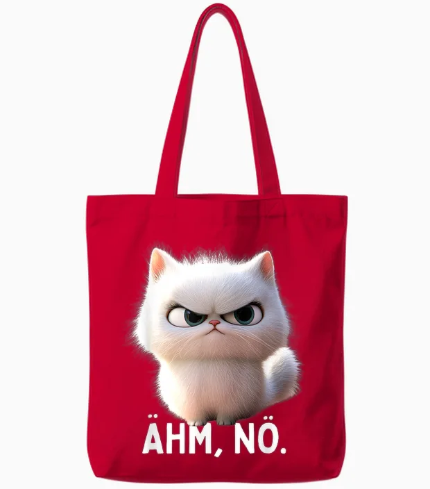 Ehm Nö Cat No Lazy Sloth Neinsagen Nö Cat T-Shirt, Black Tote Bags in Red