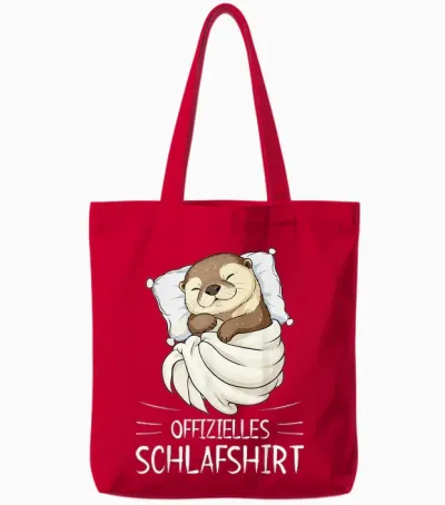 Official Sleep Shirt Otter Pyjamas Tote Bags - Red