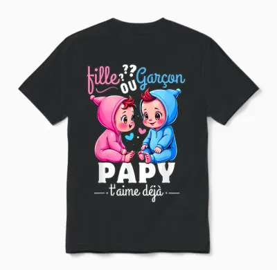 Man Gift Gender Reveal Grandpa Party Sex Reveal Baby T-Shirt, Black, S Unisex T-Shirt - Black