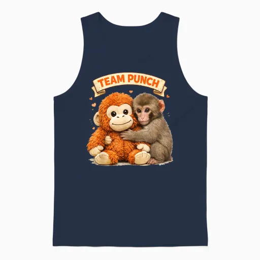 Cute Monkey Punch Panchi Kun Japan Baby Monkey Team Punch Unisex Tank Top in Navy
