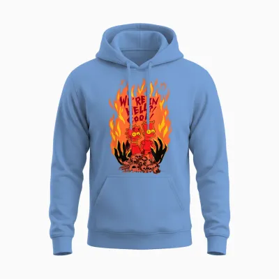 The Simpsons Halloween Bart and Lisa “we’re in Hell? Cool!” Unisex Hoodie - Carolina Blue
