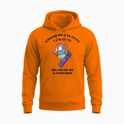 Einhorn Loves Winter Sports Unisex Hoodie - Safety Orange