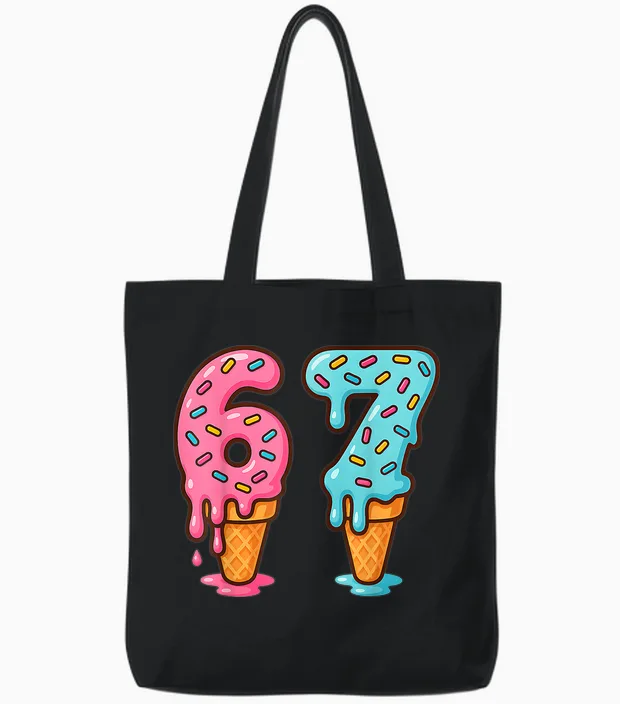 Baseball Drip Ice Cream 67 Baseball Lifestyle 101 Tote Bags in Black