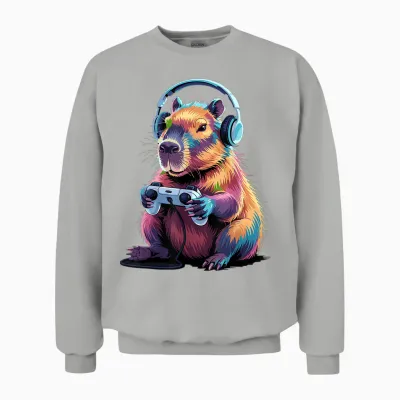 Lustiges Capybara Gamers Tierspiel Für Jungen Und Mädchen Unisex Sweatshirt - Ash
