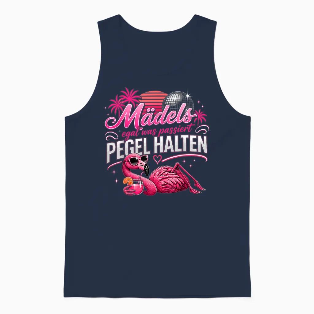 Girls Trip Mädels Egal Was Passiert Pegel Halten Flamingo Unisex Tank Top in Navy