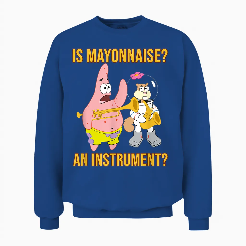 Mademark X Spongebob Squarepants - Patrick & Sandy - Is Mayonnaise an Instrument? Unisex Sweatshirt in Royal
