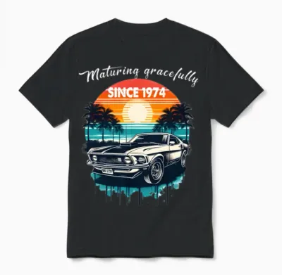 Maturing Gracefully Since 1974 Classic Car Unisex T-Shirt - Black