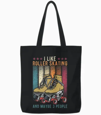 Rollerskating Retro Tote Bags - Black