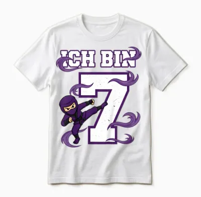 I Am 7 Ninja Birthday 7 Years Boy Karate Unisex T-Shirt - White