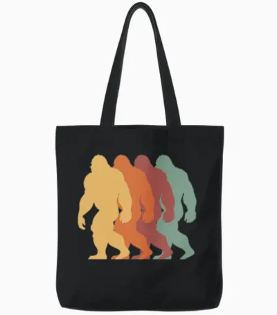 Bigfoot Retro Vintage Tote Bags - Black