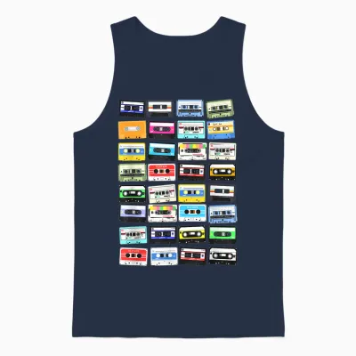 Cassette Tapes Mixtape 70s 80s 90s, Vintage Cassettes T-Shirt, Black Unisex Tank Top - Navy