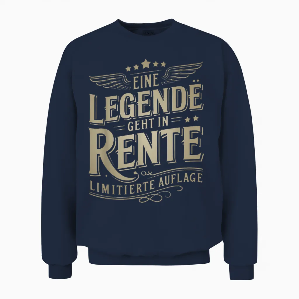 T-Shirt with Legendary Pensioners Sayings Unisex Sweatshirt in Navy