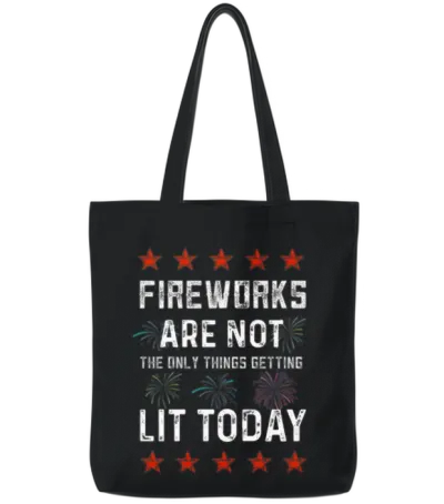 4th of July Fireworks Tote Bags - Black