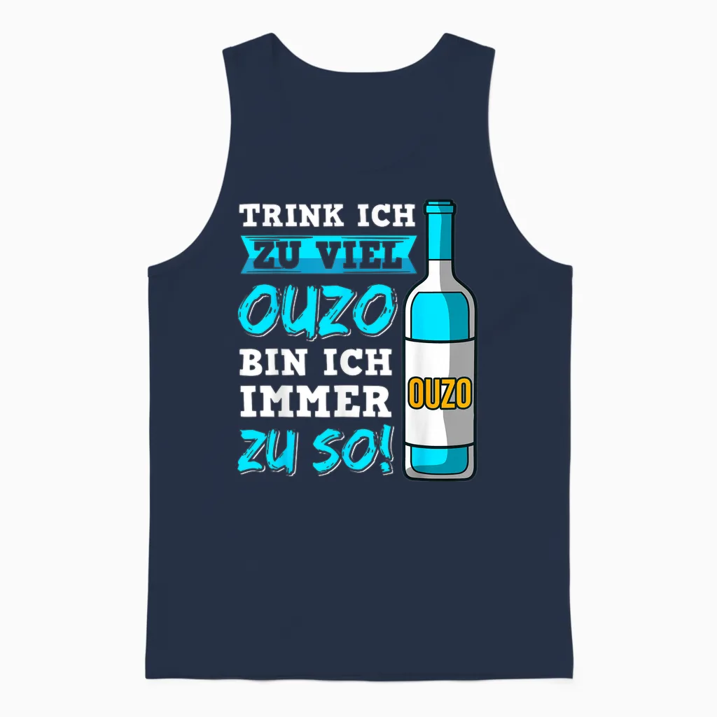 Ouzo Party Griechenland Alkohol Anstoßen Schnaps Saufen Unisex Tank Top in Navy