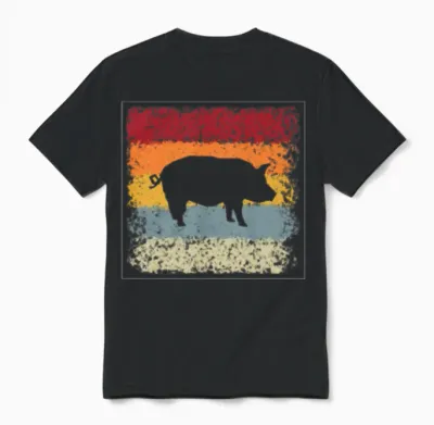 Pig Retro Unisex T-Shirt - Black