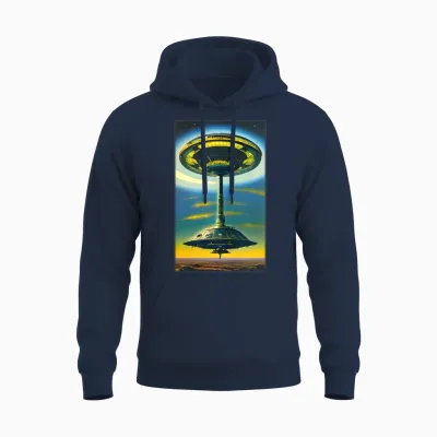 Ufo Retro Visitors Unisex Hoodie - Navy