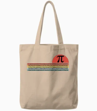 Retro Sunset Pi Tote Bags - Natural