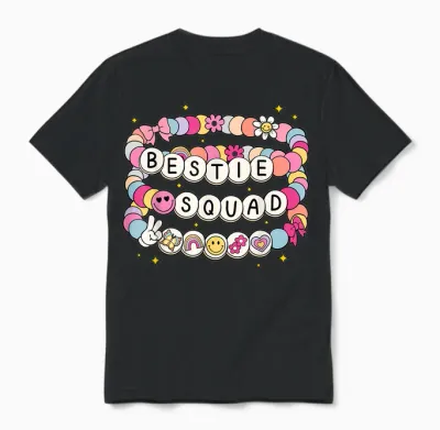 Bestie Squad Bracelets Best Friends Matching Girls Unisex T-Shirt - Black