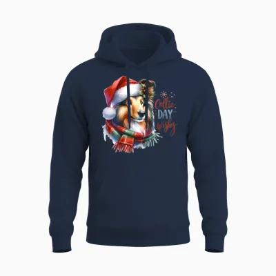 Collie Day Wishes Unisex Hoodie - Navy