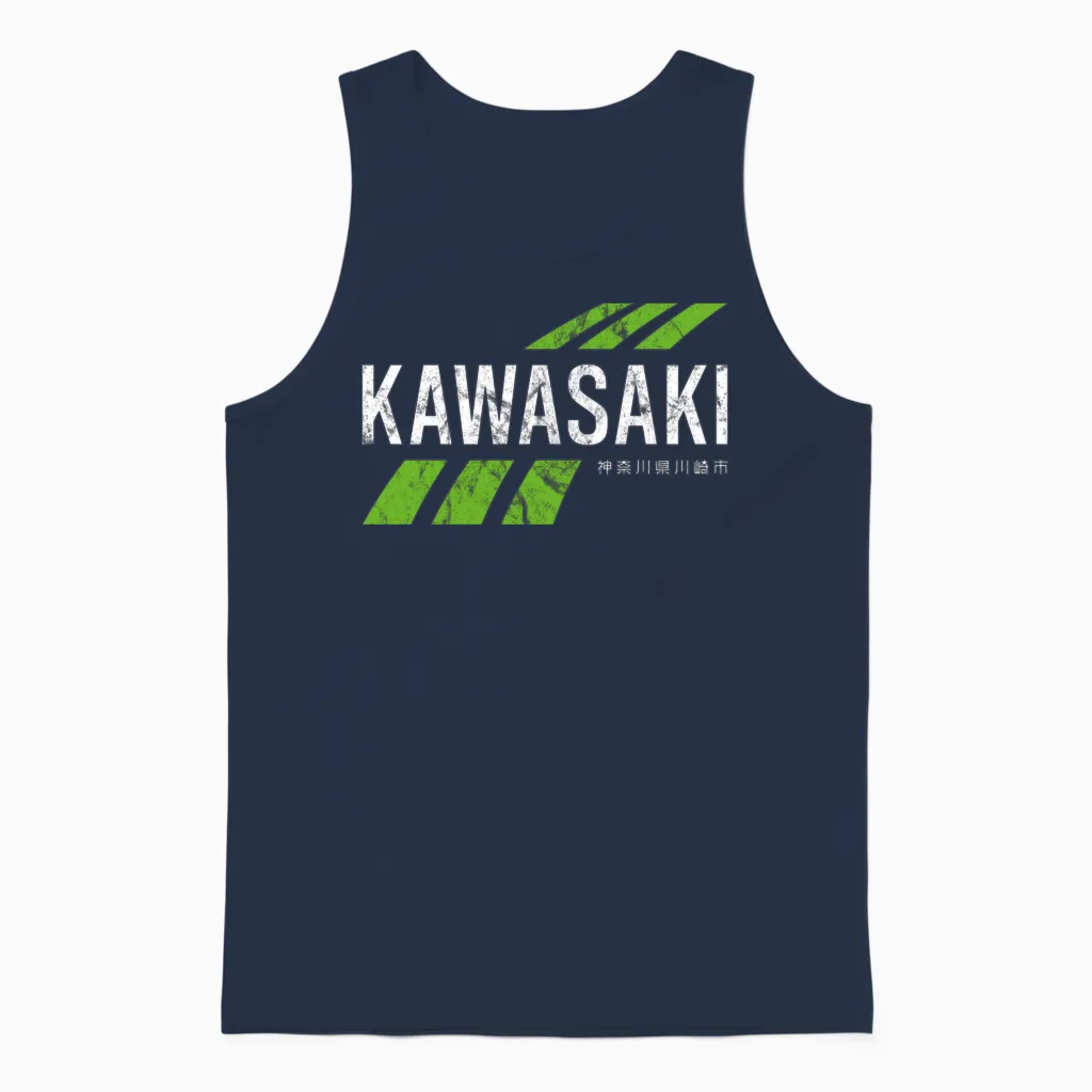 Retro Vintage Kawasaki Green City for Men or Women Unisex Tank Top in Navy