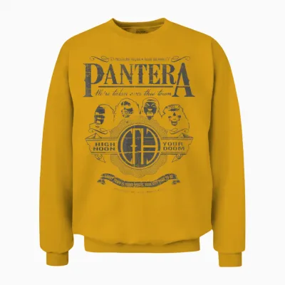 Pantera Official High Noon T-Shirt - Men's Unisex Adults Black Classic Fit Short Sleeve Crew Neck T-Shirt - Small Unisex Sweatshirt - Gold