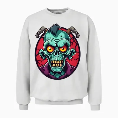 Funny Zombie Unisex Sweatshirt - White