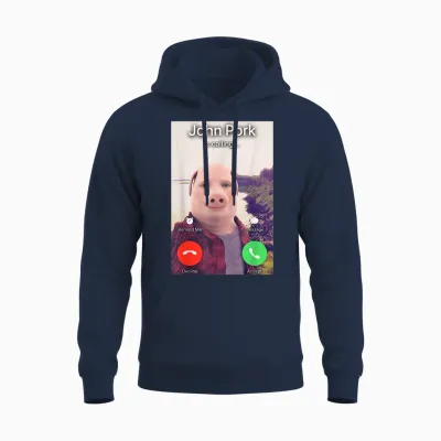 John Pork Is Calling T-Shirt, Black Unisex Hoodie - Navy
